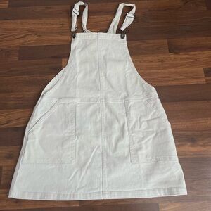 Altar'd State Cream Denim Overall Dress